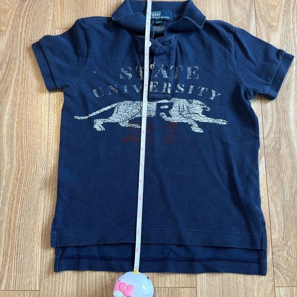 POLO by RALPH LAUREN ..Boys Navy 'State University' Print Polo Shirt Sz 2 - Picture 5 of 5